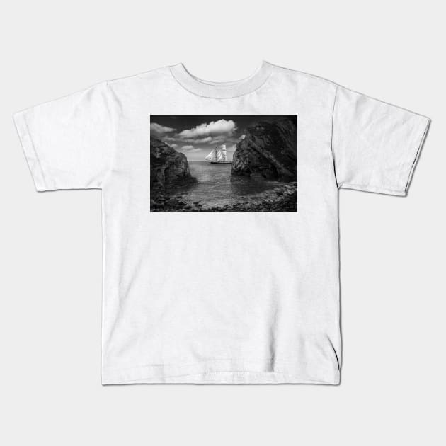 Sailing Passed the Cove Kids T-Shirt by GeoffCarpenter